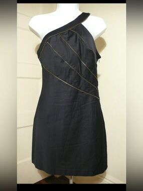 Free People Black One-Shoulder Dress Zip Trim zipper 8